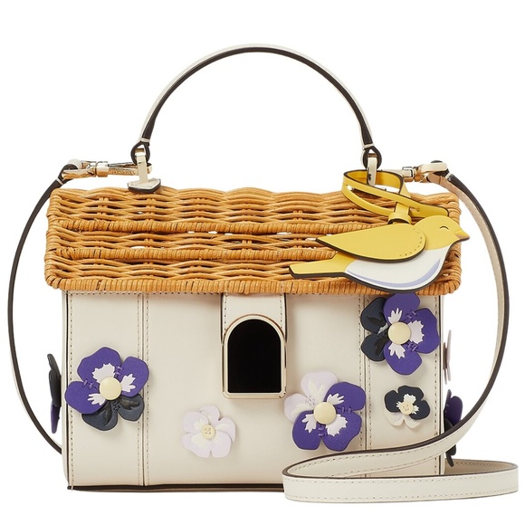 kate spade Handbags - Kate Spade Leather & Wicker Wild Petal Bird House Crossbody Bag